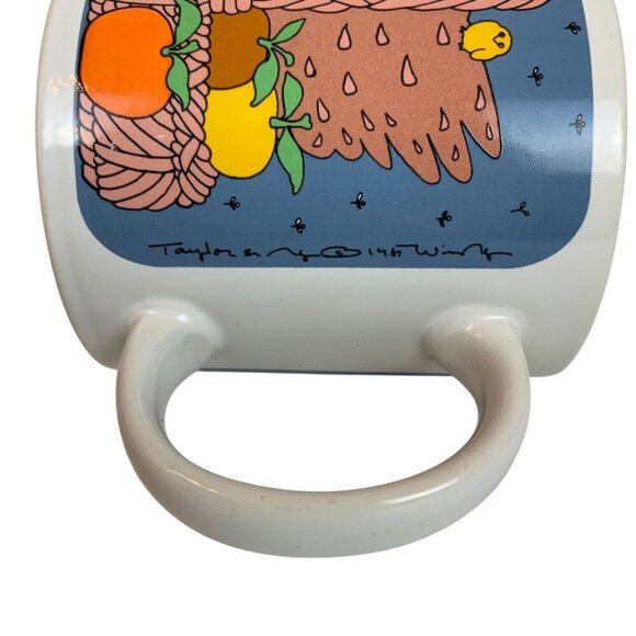 Vintage Taylor & Ng Ceramic Coffee Mug Cup Chicken In A Basket Design 10 Oz 1981 - Picture 7 of 7